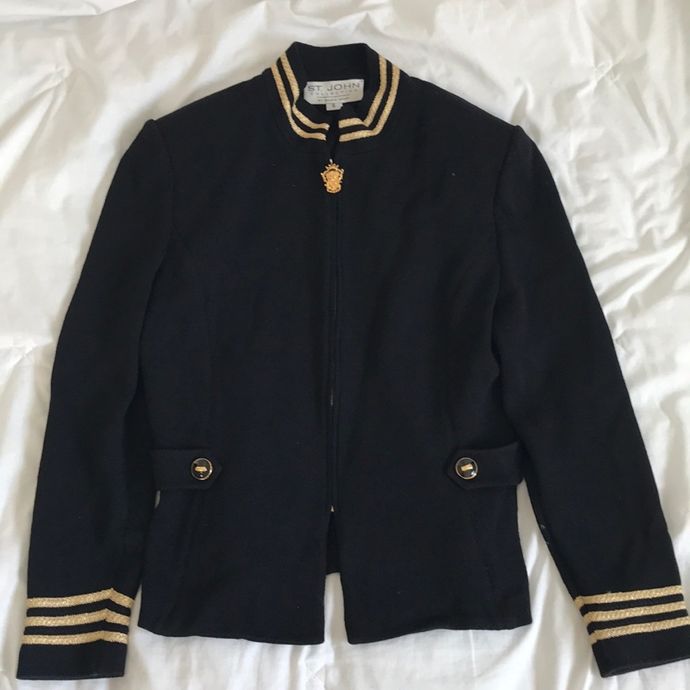 ST. JOHN BLACK GOLD COAT BLAZER